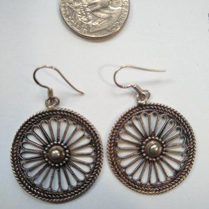 Earrings wheel shaped Indian antique Silver